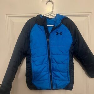 Under Armour ColdGear Hooded Coat in Blue and Navy Size 5